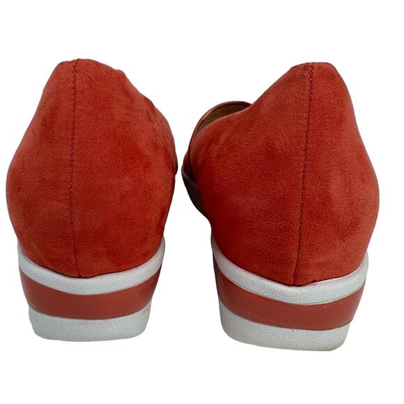 Kenneth Cole Fay Sneaker Slip On Wedge Nautical - ORANGE & WHITE - Picture 7 of 8